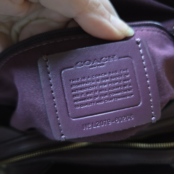 Coach Hallie Eggplant Purple Leather Women's Bag - Picture 10 of 12